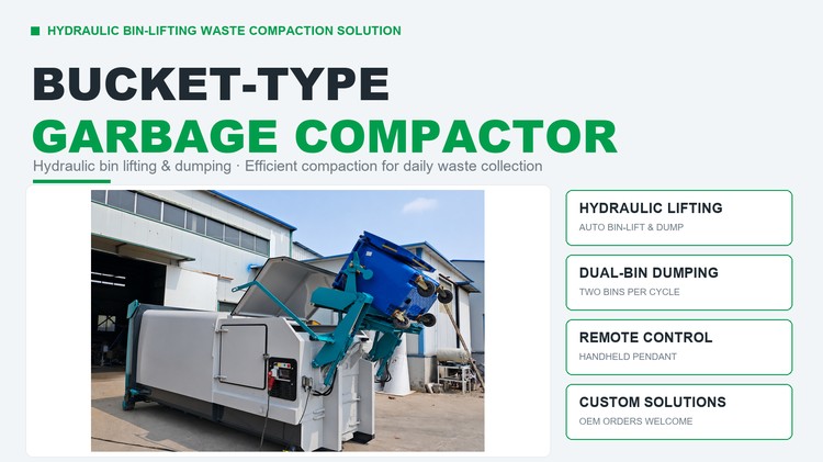Customized Heavy‑Duty Industrial‑Grade Bucket‑type Waste Compactor Customized Heavy‑Duty Industrial‑Grade Bucket‑type Waste Compactor