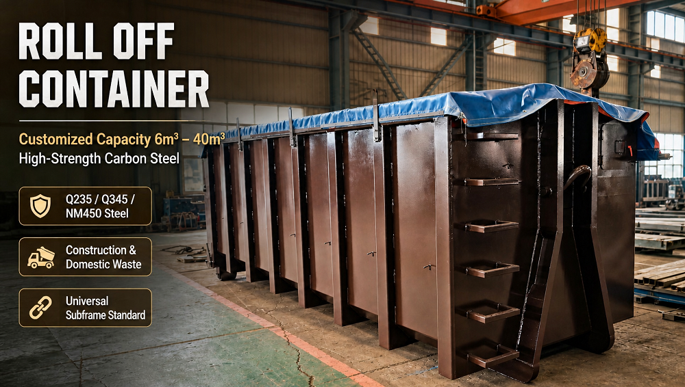 6-40 CBM Heavy-Duty Steel Hook Lift Roll Off Container for Industrial Waste Collection 6-40 CBM Heavy-Duty Steel Hook Lift Roll Off Container for Industrial Waste Collection