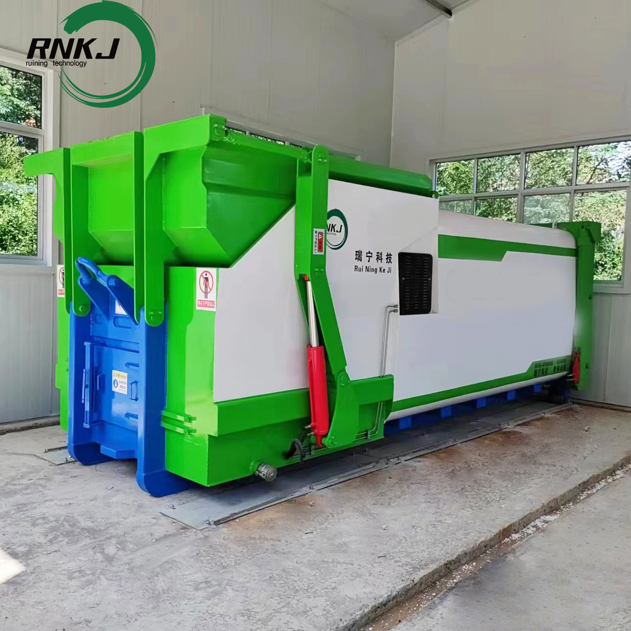 9 Cubic Yard Large Opening Self Contained Hopper Garbage Compactor
